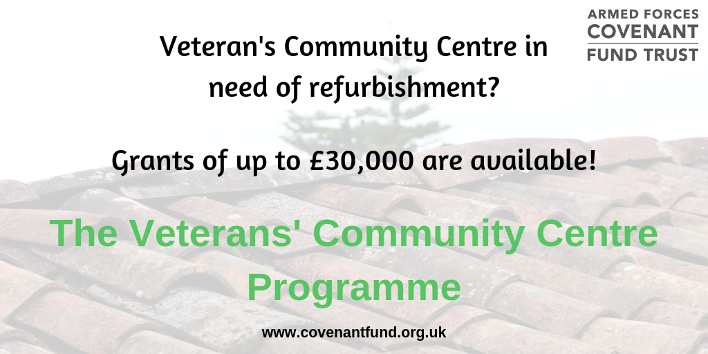 Veterans community centre in need of refurbishment? Grants of up to £30,000 available 