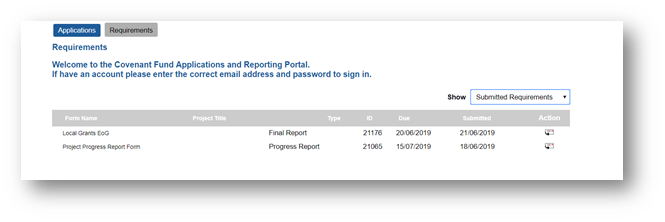 A screenshot of the application and reporting panel