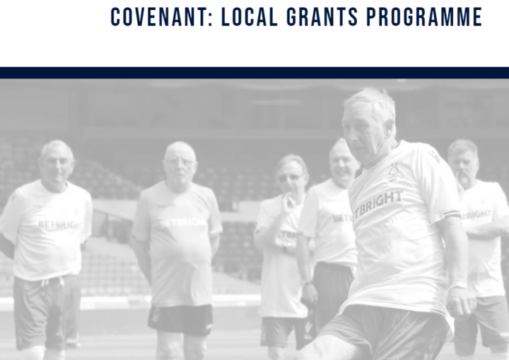 Front cover of the Reach and Impact of the Armed Forces Covenant: Local Grants Programme report. The cover picture shows a group of older veterans playing football