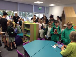 Opening the refurbished library at Larkhill Primary School