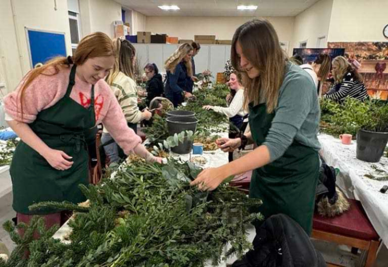 partners creating wreaths at RAF Valley